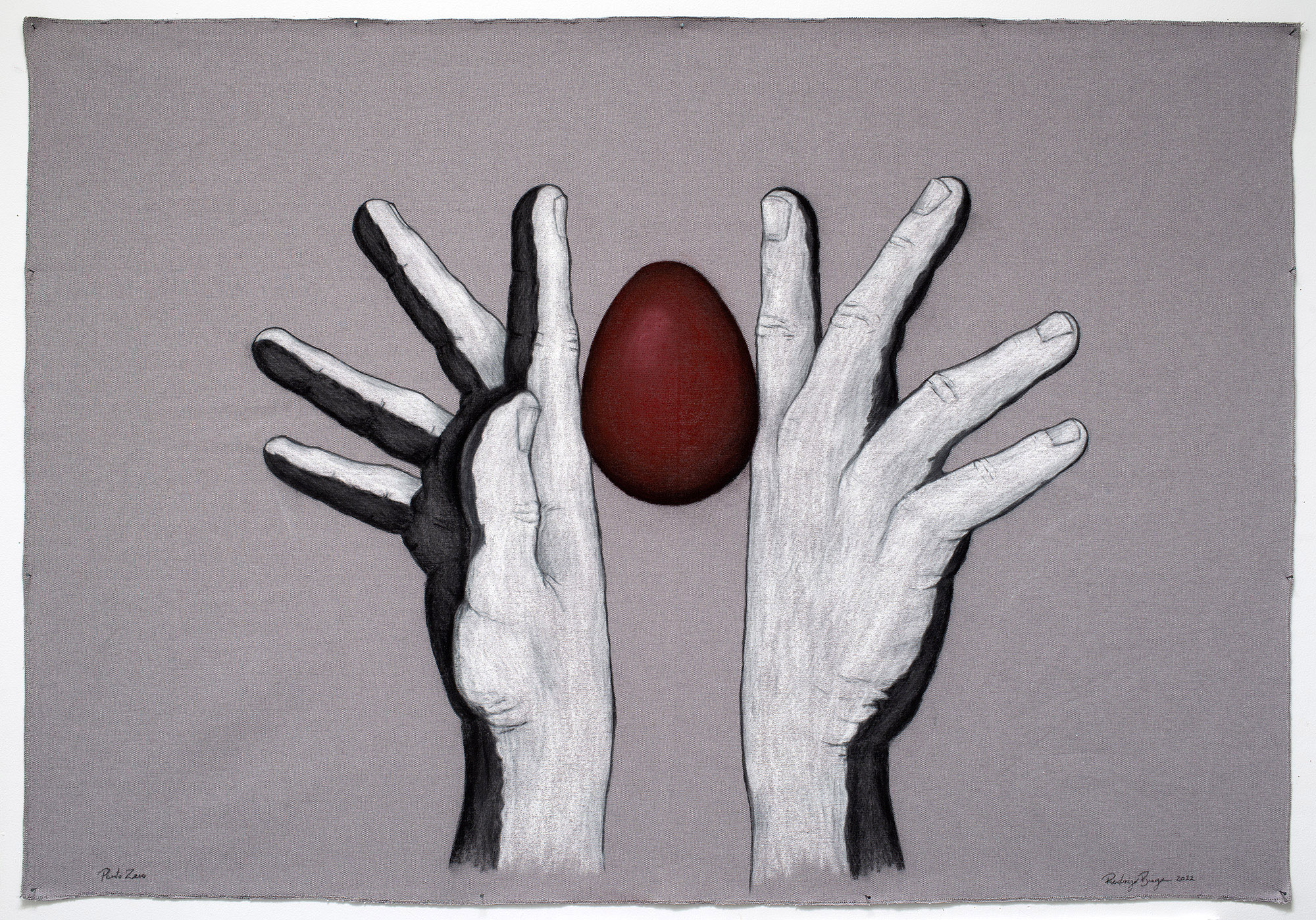 Rodrigo Braga Mãos com ovo vermelho (da Série Ponto Zero), 2022